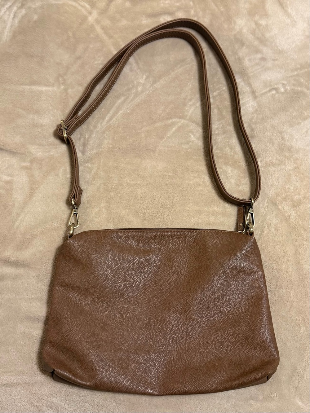 Everyday Brown Leather Shoulder Bag - Minimalist Crossbody